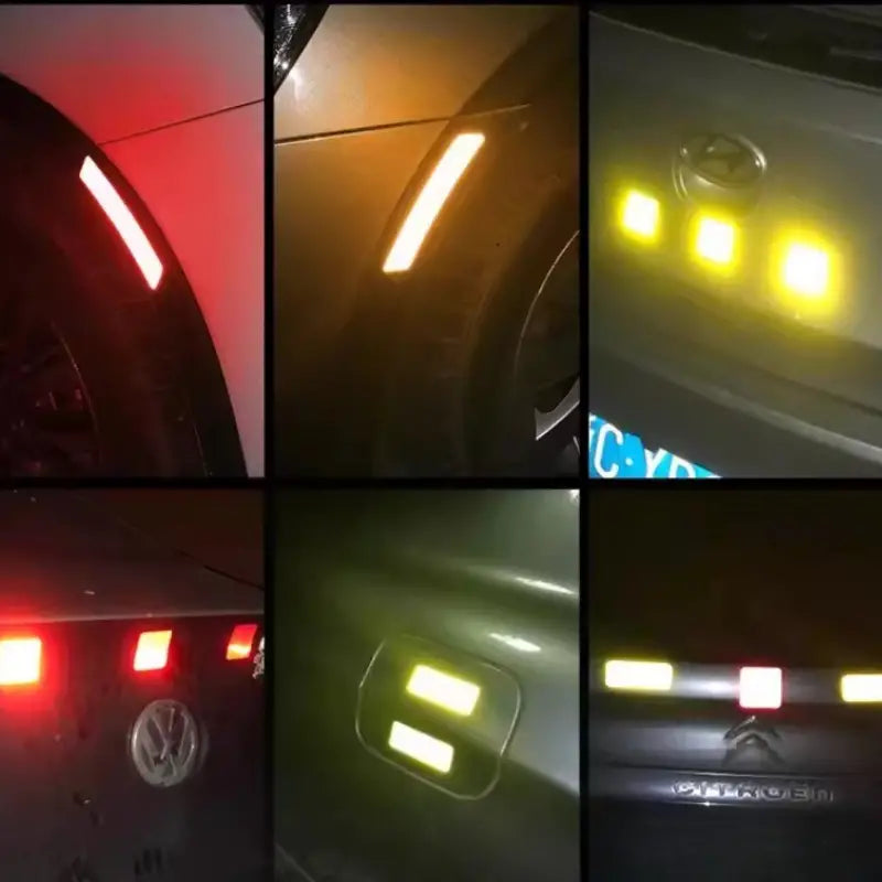 10pcs Rectangular Reflective Stickers For Night Time Cars, Motorcycles, Electric Vehicles, Safety Helmets, Fluorescent Green Reflective Stickers