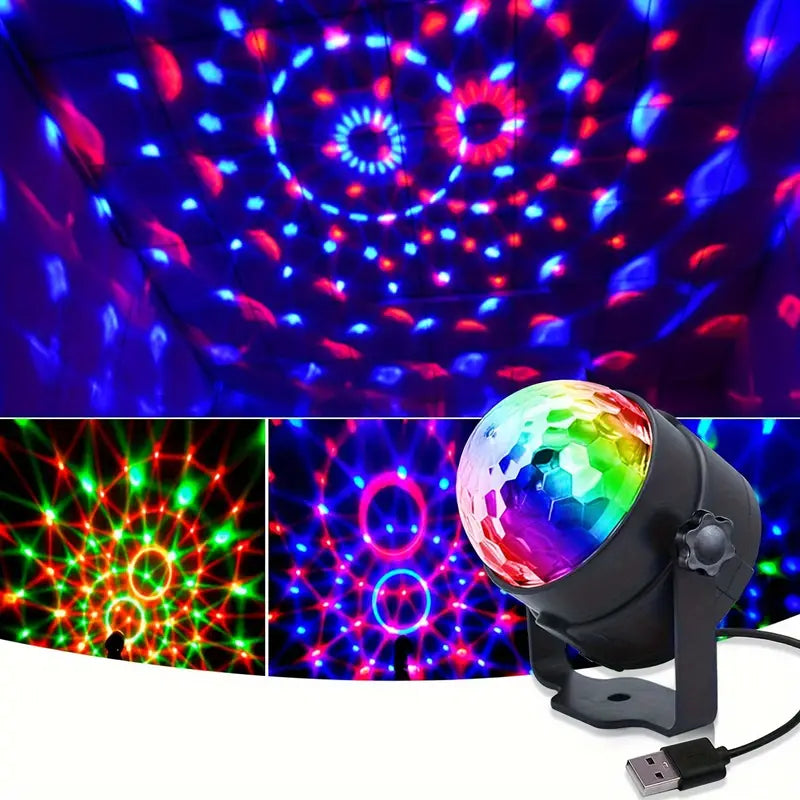 USB Powered Disco Ball Lamp Set, RGB LED Party Lights with Music lights.