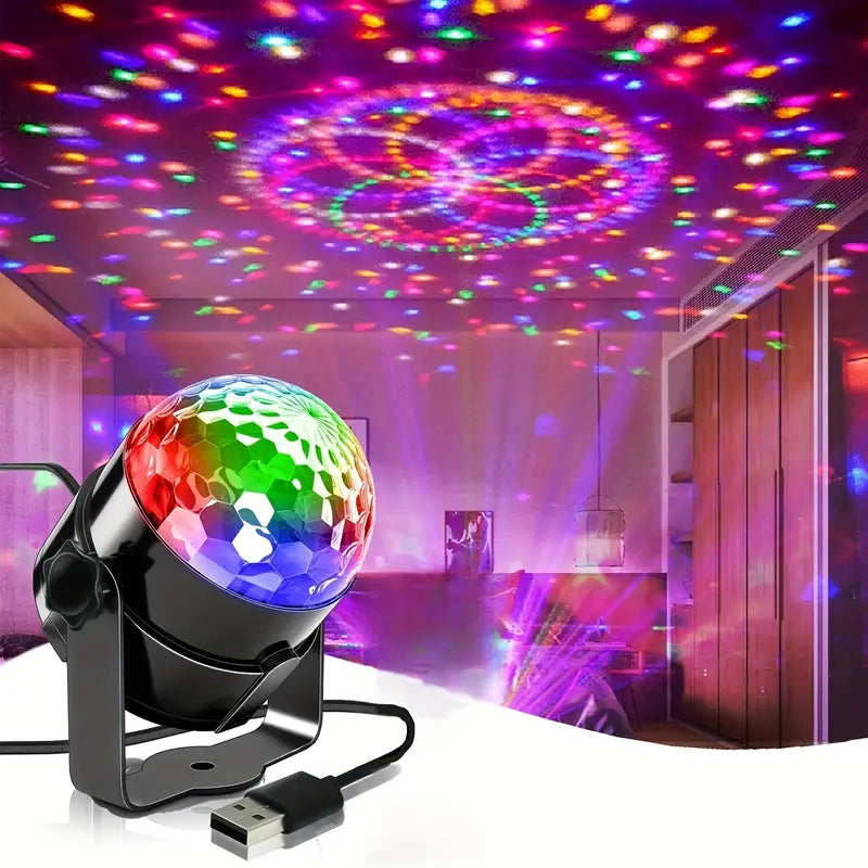 USB Powered Disco Ball Lamp Set, RGB LED Party Lights with Music lights.