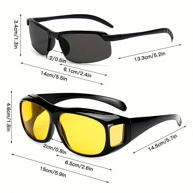 3 Pcs Night Driving Glasses, Night Vision, Sporty Design,